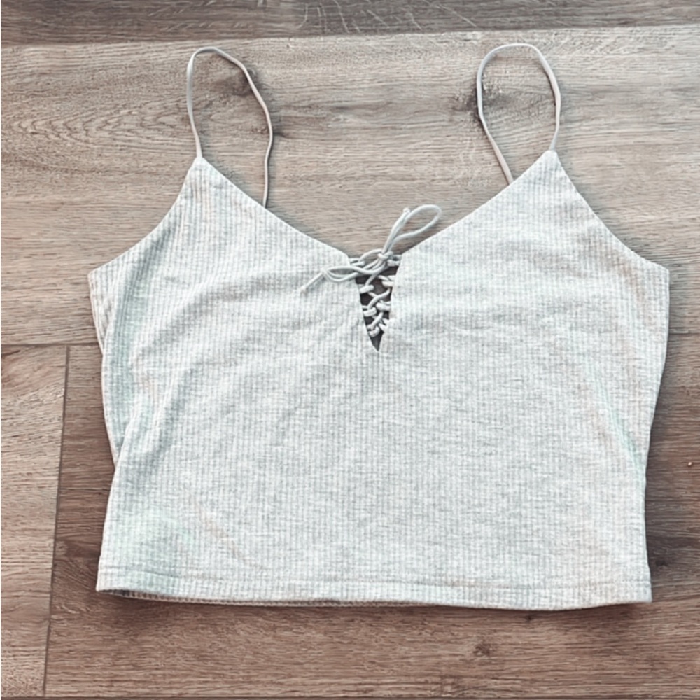 Pacsun Gray Lace Up Tank Top